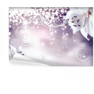 decomonkey Fototapete selbstklebend Blumen Lilien Abstrakt 245x175 cm XL Selbstklebende Tapeten Wand Fototapeten Tapete Wandtapete klebend Klebefolie Orchidee Abstrakt violett