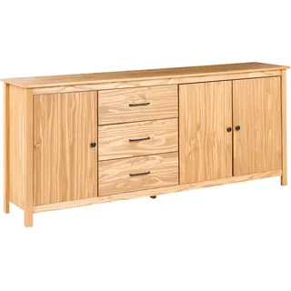 Beliani Sideboard mit 3 Türen Leonora Kiefernholz Hellbraun