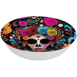 FIESTAS GUIRCA | Tag der Toten Schüssel wiederverwendbar (32 cm) - Tischdekoration für gruselige Halloween-Partys - Ideal für mexikanische Feste - Mehrfarbig