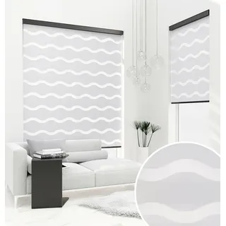 Premium DOPPELROLLO Welle HELLGRAU mit Alu Kassette (80x220 cm, Kassettenfarbe: Weiss)