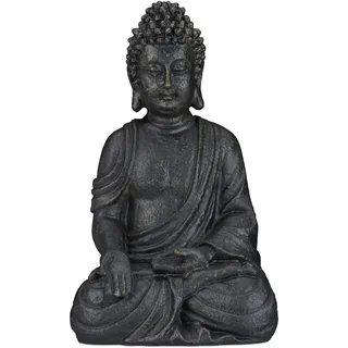Relaxdays Buddha Figur sitzend 40 cm Anthrazit