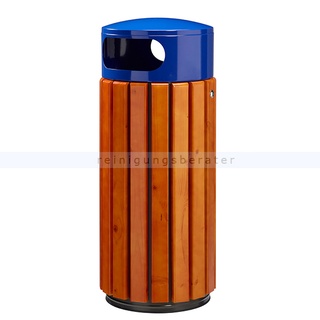ZENO Mülleimer Rossignol Abfallbehälter 60 L Zeno Holz/blau zum Aufstellen oder zur Befestigung
