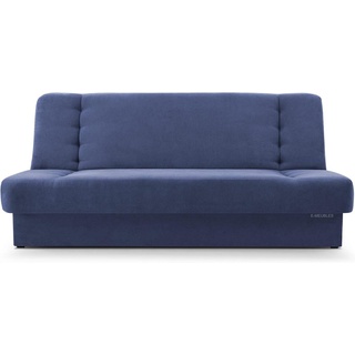MOEBLO Schlafsofa Cyprus, Sofa Kippsofa Klappsofa Clic-Clack Couch für Wohnzimmer Federkern Sofagarnitur Polstersofa - 192x85x92 cm -, mit Bettkasten und Schlaffunktion blau