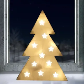 Led-dekotanne 37cm Weihnachtsbaum Weihnachtsdeko Fensterdeko Hologramm-effekt  - Weiss