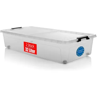 BigDean Aufbewahrungsbox 32 L 2-tlg. transparent/weiß