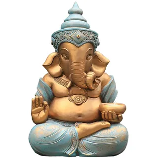 Ganesha Figur groß 32cm Ganesha Buddha Statue Gartendeko für draußen,Ganesh Elefantengott Figur,Zen Buddha Deko Hindu Elefant Statue Buddha Skulptur deko für Garten,Balkon,Heimdekoration Geschenk,XL