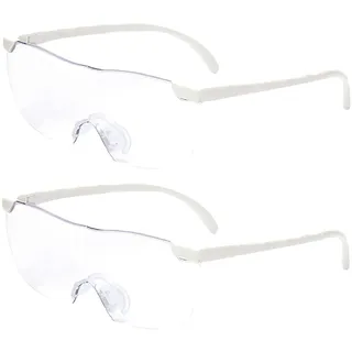 Lupenbrille mit 160 % größerer Klarheit, für Leser, Damen, Herren, Kinder, zum Lesen von Hobbys und für Naharbeiten, große Sicht, Weiß, 2 Stück