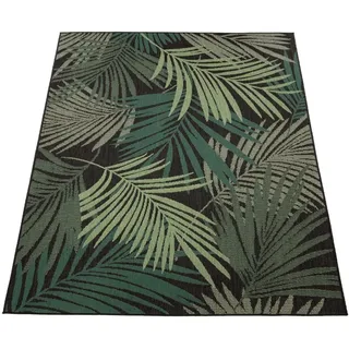 Paco Home Teppich »Ostende 534«, rechteckig, 4 mm Höhe, Flachgewebe, Motiv Palmenblätter, In- und Outdoor geeignet, Wohnzimmer schwarz Textil, 240x340 cm strapazierfähig, für Fußbodenheizung Teppiche & Böden, Teppiche, Outdoorteppiche