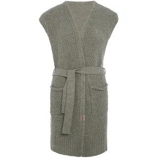 KNIT FACTORY - Luna Strickweste - Damen Strickjacke ohne Ärmel - Cardigan mit Hochwertige Qualität - Gestricktes Gilet aus Wolle - Urban Green - 40/42 - 40-42