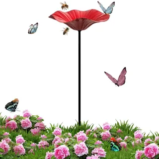 Blume Bienentränke für den Garten, 65CM Metall Blumen Insektentränke auf Stab, Kreative Blume Gartenstecker Vogeltränke Stehend, 2026 Rostfrei Blumen Vogelbad Garten, für Gartendeko