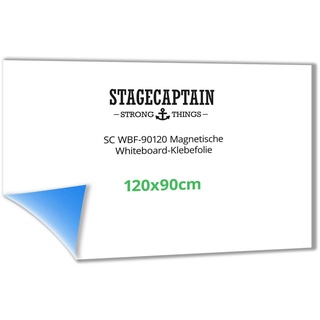 Stagecaptain Magnetfolie - Magnetische Whiteboard-Klebefolie, (inkl. Markern, Magneten und Trockenlösch-Schwamm), Größe: 90 x 120 cm weiß
