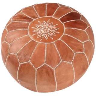 moroccan poufs Ottomane aus echtem Leder, handgefertigt, 53,3 x 53,3 x 35,6 cm, Hellbraun