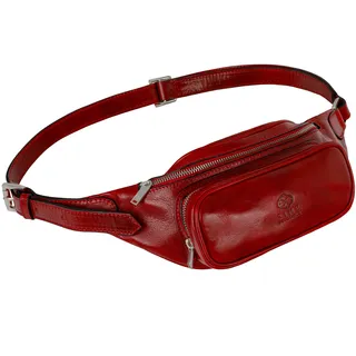 Bauchtasche Leder - Damen und Herren Bauchtasche - Zeitlose Gürteltasche - 100% Leder - Italienische Handwerkstradition - Rot - Time Resistance - Einheitsgröße