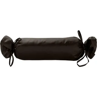Mako Satin Baumwoll Nackenrollen Bezug 15x40 - Nackenrollenbezug mit Verschlussbändern aus 100% Baumwolle - Nackenrolle Überzug einfarbig Espresso Braun - Made in EU