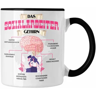 Trendation - Sozialarbeiter Tasse Lustiges Geschenk für Soziale Arbeit Spruch Becher Geburtstag Weihnachten (Schwarz)