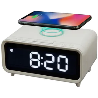 NORTHPOINT Radiowecker DAB+ weiß + Kabellose Ladestation + Nachtlicht + USB-Ladeanschluss