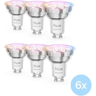 Philips Hue LED-Leuchtmittel Essential White & Color Ambiance smarte Lampe, GU10, 6 St., Farbwechsler weiß