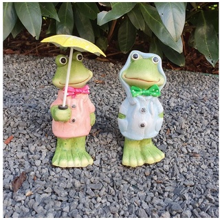 Aspinaworld Gartenfigur Frosch Figur mit Regenschirm 2er Set 11 cm wetterfest grün