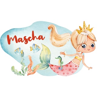 GRAZDesign Wandtattoo Kinderzimmer Mädchen, Meerjungfrau mit Namen, Babyzimmer personalisiert, Entfernbare Wandsticker / 53x30cm