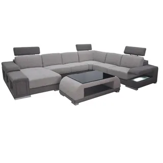 JVmoebel Wohnlandschaft Moderne U-Form Couch aus Textil mit Boxspring-Unterfederung, Made in Europa grau