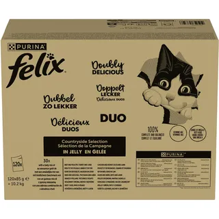 FELIX Doppelt Lecker So gut wie es aussieht Geschmacksvielfalt vom Land in Gelee 120 x 85 g