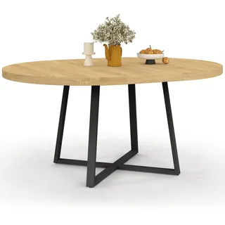 IDMarket - Ausziehbarer runder Esstisch Selma 4-8 Personen Holz und Schwarz 110-150 cm