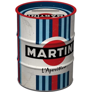 Nostalgic-Art Retro Spardose, 600 ml, Martini – L'Aperitivo Racing Stripes – Geschenk-Idee als Bar-Zubehör, Sparschwein aus Metall, Vintage Blech-Sparbüchse
