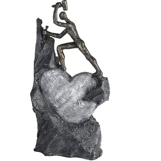 Casablanca Deko Skulptur Dekofigur aus Poly - Heart - Herz - anktik Deko - Figur bronzefarben - Höhe 37 cm