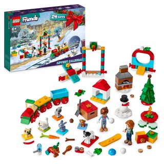LEGO 41758 Friends Adventskalender 2023, Weihnachtskalender mit 24 Geschenken, darunter 8 Tier-Figuren, 2 Mini-Puppen und festliches Spielzeug, Adv...