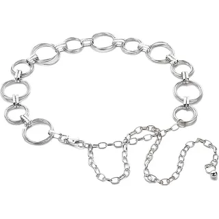 LumiSyne Mode Kettengürtel Für Damen Taillengürtel Gold Silber Glänzende Metall Ring Einstellbare Länge Hüftgurt Kleid Gürtel Körperkette Für Party Hochzeit Alltagskleidung(Silber) - Einheitsgröße