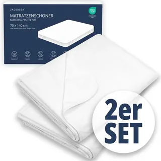 JACOBSON Matratzenschoner 70 x 140 cm - 2er Set - wasserdichte Matratzenauflage - atmungsaktiver Matratzenschutz (70x140cm, 2er Set)