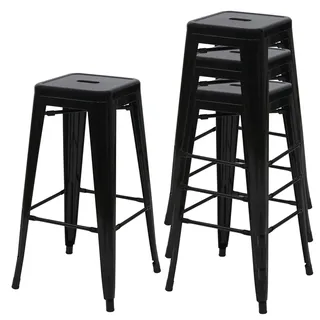 MCW Barhocker A73 4er-Set Metall stapelbar Schwarz