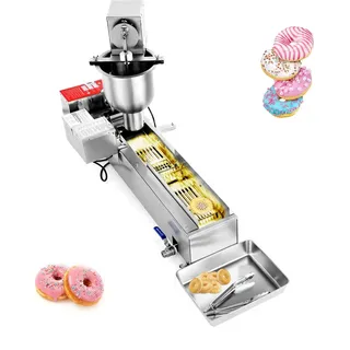 Vevor kommerzielle automatische Donut Maschine Maker, einreihige Herstellungsausrüstung aus Edelstahl (90 Stk./h) elektrische Donut-Fritteuse mit 3 Formengrößen für Bäckereien Restaurants Café