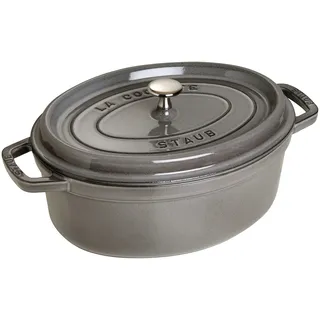STAUB Cocotte, Gusseisen Bräter mit Deckel, 31 cm, 5,5 L, Oval, Alle Herdarten inkl Induktion, Made in France, Graphit-Grau