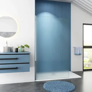 Duschabtrennung 80x200cm begehbare Dusche Walk in Duschwand 10mm NANO Milchglas mit Glasschutzfolie ohne Stabilisator Duschkabine