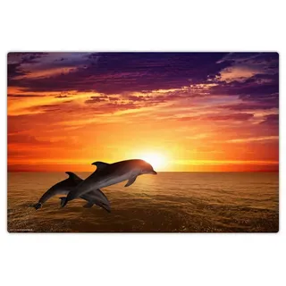 cover-your-desk Schreibtischunterlage für Kinder und Erwachsene Delfine im Sonnenuntergang, aus hochwertigem Vinyl , 60 x 40 cm