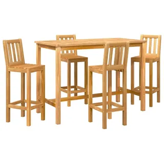 Outdoor Bar Set 5 stk. Natur Massivholz Teak - Braun