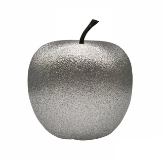 MamboCat Dekofigur Deko-Apfel Silber XS, Ø 145 mm, H 170 mm Fiberglas Glitzerapfel silberfarben