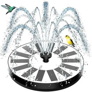 PolkaHome® Solarbrunnen für draußen, klein, Teichpumpe mit 7 Sprühdüsen und 4 festen Rohren, schwimmende Solarpumpe für Gartenteich,