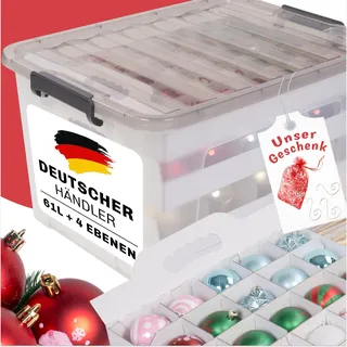 Stackmeister Aufbewahrungsbox Weihnachtskugeln I 61L I Sicherheit und Aufbewahrung für jede Christbaumkugel und die Weihnachtsdeko I Optimale Kiste bzw. Weihnachtskiste für Weihnachten