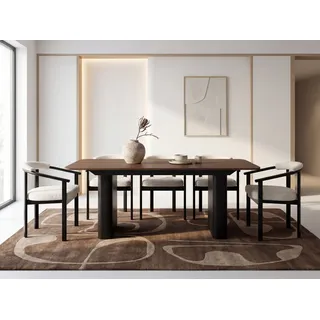 WFL GROUP Riven 200 x 76 x 90 cm ausziehbar Walnuss Braun