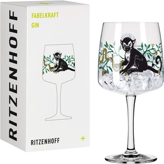 Ritzenhoff 3458001 Gin-Glas 700 ml – Serie Fabelkraft Motiv Nr. 1, Cocktailglas Monkey-Illustration – Made in Germany