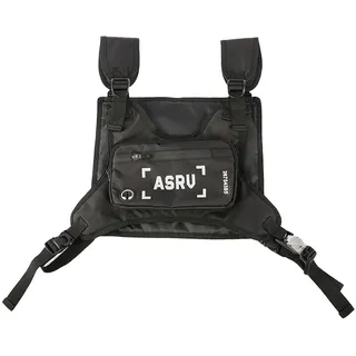 Yabound Taktische Brusttasche Herren, Chest Rig Pack für Männer, Wasserdichte Chest Bag, Adjustable Sport-Brusttasche für Herren, für Sport Wandern Camping Fitness Reisen, 32 x 28 cm, Schwarz - 22 x 14 cm (front), 32 28 (back)