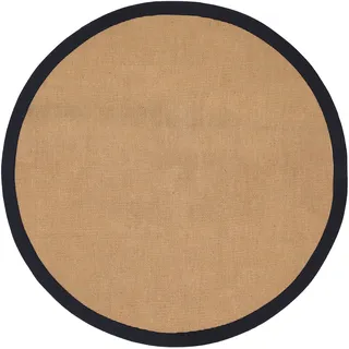Sisalteppich CARPETFINE "Sisal" Teppiche Gr. Ø 120 cm, 5 mm, 1 St., grau (anthrazit) Esszimmerteppiche mit farbiger Bordüre, Anti-Rutsch Rückseite