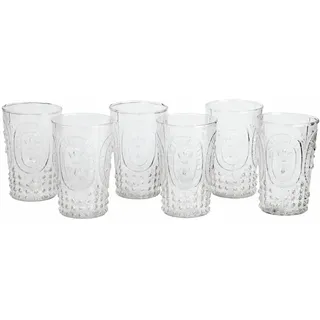 LOBERON Gläser 6er Set Fleury, mit dekorativem Reliefmuster, Wasser- oder Saftglas, mundgeblasen, spülmaschinenfest, Küchenutensilien, Tischaccessoires, Glas, klar