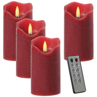 LED Kerzenset Adventskerzen Echtwachs Fernbedienung H: 13cm rot 4St.