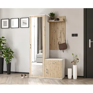 Ax Living Garderobe Mit Spiegel Magnola – 100cm Breit, Weiß & Artisan-eiche