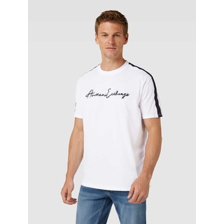 Regular Fit T-Shirt mit Label-Stitching, Weiss, XL