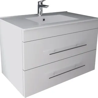 Alpenberger Badmöbel Set mit Waschbecken und Unterschrank 80 cm Breit | Badezimmermöbel Waschbeckenunterschrank Vormontiert | Gäste WC Waschtisch Bad