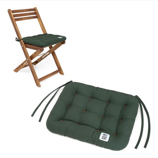 HAVE A SEAT Living - Sitzkissen 40x35 cm (2 St.) - Bequemes Sitzpolster für Klappstühle - Orthopädisches Stuhlkissen - Indoor/Outdoor, Waschbar bis 95°C (Moosgrün, 2er Set - 40x35 cm)